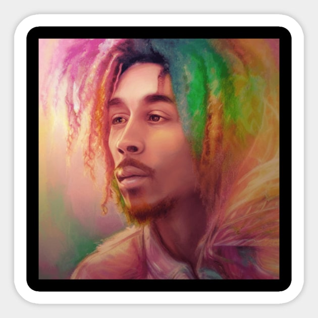 Bob Marley Portrait Painting Sticker by iZiets